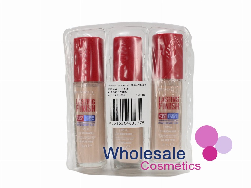 6 x Rimmel Lasting Finish 35Hr Foundation With Comfort Serum - 010 ROSE IVORY